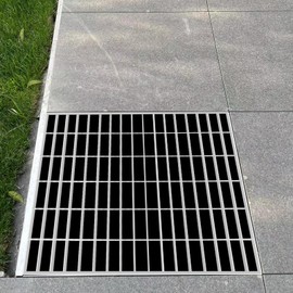 Galvanized Steel Drain Grate, 23.6"x23.6" Outdoor Drain Cover, Heavy Duty Metal Sewer Drain Cover, Sliver Square Drain Grate for Concrete Floor