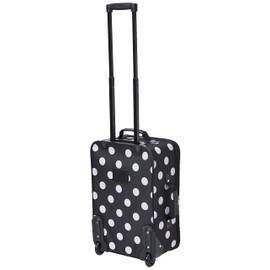 Rockland Fashion Softside Upright Luggage Set,Expandable, Telescopic Handle, Wheel, Black Dot, 2-Piece (14/19)