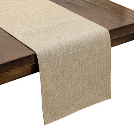 SHACOS Table Runners 12.5x72 inch Washable Kitchen Dining Table Runner Heat Resistant Cloth Linen Table Runners Double Layer Water Absorbent, Beige
