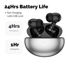 Wireless Bluetooth, TWS Earbuds XY-70, 24Hr Playtime, ANC ENC Dual Noise Cancelling for Bluetooth Headphones Wireless (Silver)