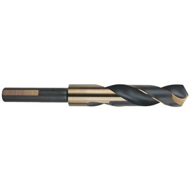 Morse Cutting Tools 19048 Ambore Silver and Deming Drill Bits, High-Speed Steel, Black and Gold Finish, 1/2" 3-Flat Reduced Shank, 118 Degree Split Point, 25/32" Size