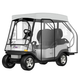 Rosefray Golf Cart Enclosure - 2+2 Drivable Rain Cover for Short Roof 58" EZGO, Club Car - Durable Door Zipper, 4-Sided Clear Windows - Gray (4 Seater)