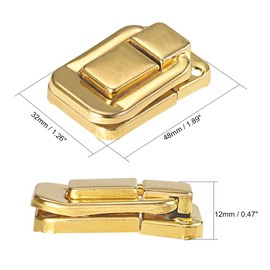 sourcing map Toggle Catch Lock, 48mm Retro Decorative Golden Hasp w Screws for Suitcase Chest Trunk Latch Clasp, Pack of 2