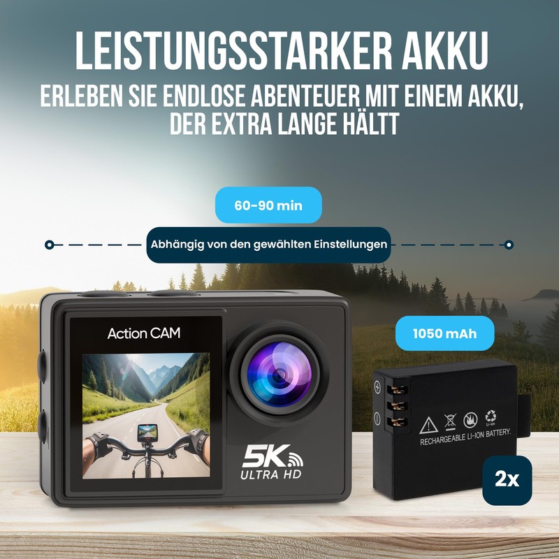 Strex Action Cam 5K 50MP - 60FPS / 30M Waterproof/WiFi