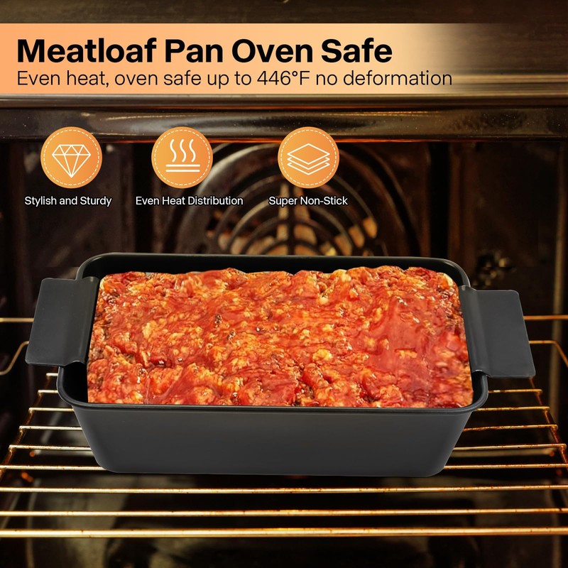 Barlket 4 Pack Meatloaf Pan with Drain Tray, Non Stick