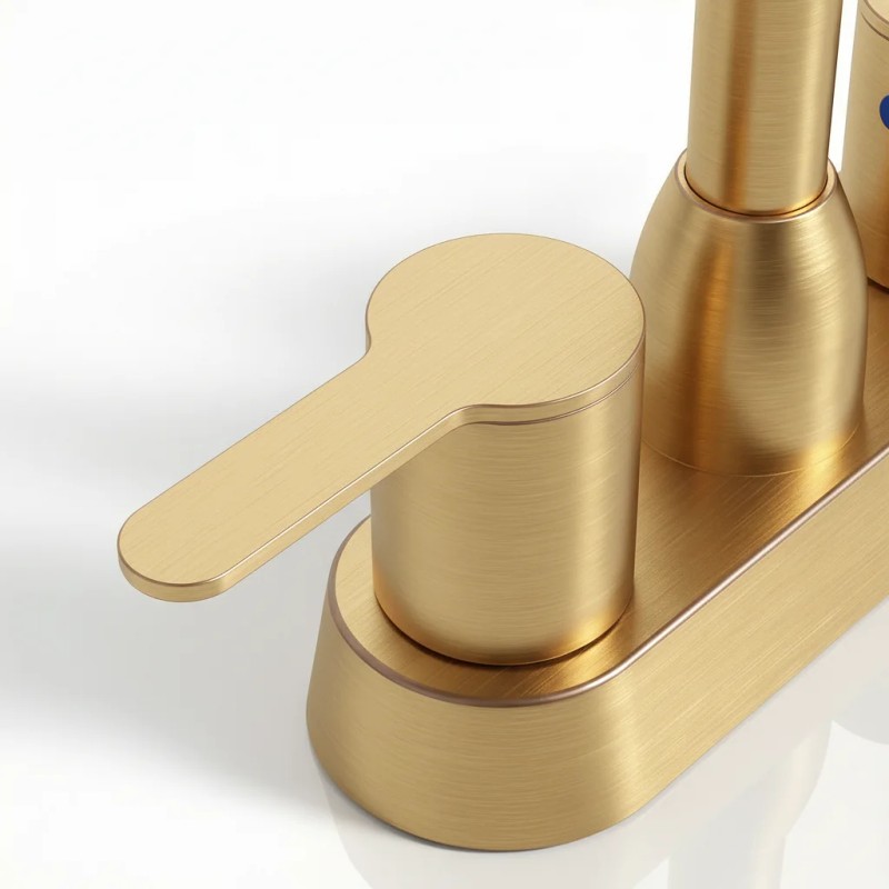 Bathroom Washbasin Faucet 4-Inch Double Handle Brushed Alloy Deck Mount