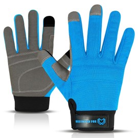 WESTWOOD FOX Safety Work Gloves Heavy Duty Gardening Gloves for Men Thorn Proof Padded Palm Protection Touch Screen Breathable Builder Mechanic Working Multi-Functional (Blue, XL)