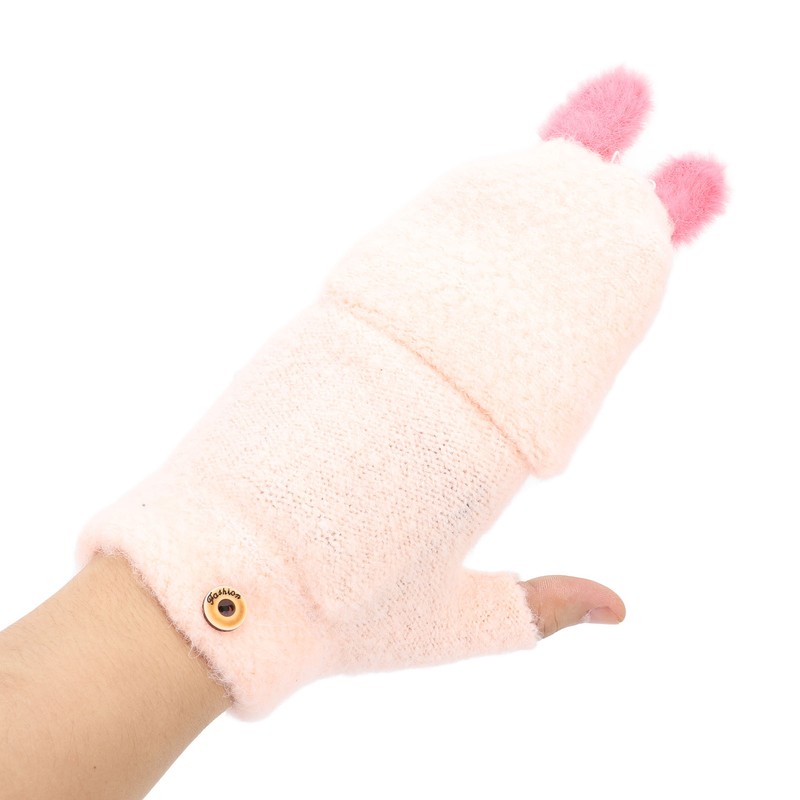 USB Heated Knitted Flap Gloves Half Finger 5V Winter Heating