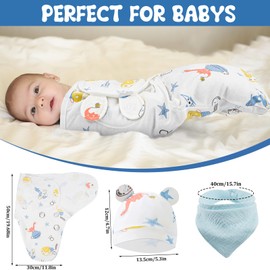 WuGU Swaddling Sack Baby 0-3 Months, Baby Sleeping Bag with Hat, Cotton Swaddling Bag for Newborns, 100% Organic Cotton Swaddle Blanket for Newborn Babies, Unisex, 73 x 50 cm (with Saliva Cloth)
