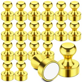 FINDMAG Refrigerator Magnets, Small Gold Neodymium Whiteboard Magnets, Heavy Duty Fridge Magnet Adults, Cute and Cool Magnetic Push Pins for Office, Kitchen, Locker, Bulletin Boards, Pack of 20