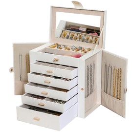 JOHN PHIL Large Capacity 5 Drawer Jewelry Box 6 Layers Jewelry Organizer With Velvet Lining,Anti-tangling, Can Store Rings, Earrings, Necklaces, Suitable for Women's Jewelry Organization