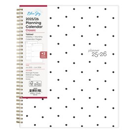 Blue Sky 2025-2026 Weekly and Monthly Academic Year Planner Calendar, July 2025 - June 2026, 8.5" x 11", Flexible Cover, Wirebound, Laminated Tabs, Pippi