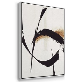 Renditions Gallery Canvas Wall Art Modern Home Prints Black Rustic Brush Strokes Abstract White Floater Framed Paintings for Bedroom Office Kitchen - 27"x41" LT538