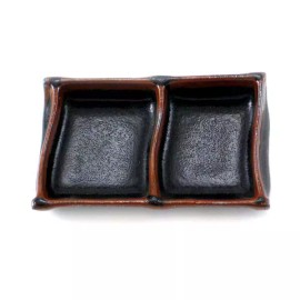 Made in Japan Japanese Soy Sauce Dipping Dish Ceramic 5.75" x 3.5" Yuzu Tenmoku Made in Japan