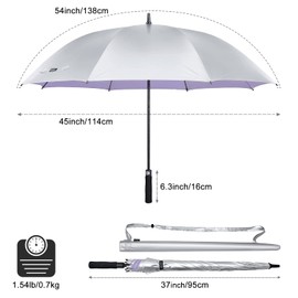 G4Free 54 Inch UV Protection Golf Umbrella UPF 50+ Large Sun Blocking Auto Open Windproof Rain Umbrellas (Silver/Blue)