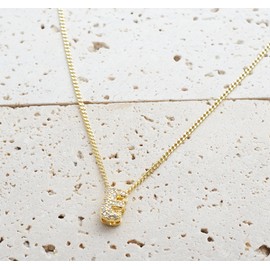 Jovialpixie 14K Gold Plated Initial Necklace for Women - Chunky Bubble Letter Pendant with Rhinestones letter E