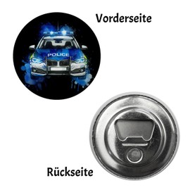 Police Car Magnet with Bottle Opener Round Police Patrol Car Signal Light Blue Light Emergency Vehicle Car Emergency Safety in Magnet Design