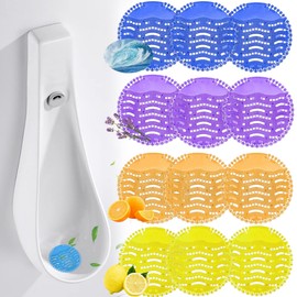 SUQ 12PCS Urinal Screen Deodorizer, Splash Mats, Urinal Screen Deodorizer Mats, Splash Free Urinal Mats, Odor Neutralizer Urinal Screens, Ocean, lemon, orange, lavender flavor, for Restrooms, Office