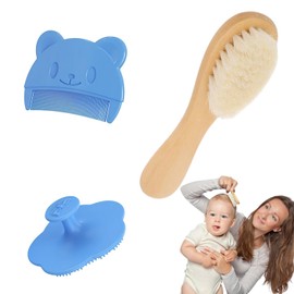 3 Piezas De Cepillo Para Bebé, Peine Para Bebe,Cepillo Bebe, Cepillo De BañO Para BebéS, Suave Ayuda A Masajear Suavemente El Cuero Cabelludo Para ReciéN Nacidos Y BebéS