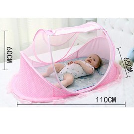 Foldable Baby Bed Mosquito Net Portable Sleep Bed Travel Bed for Newborn (Pink)