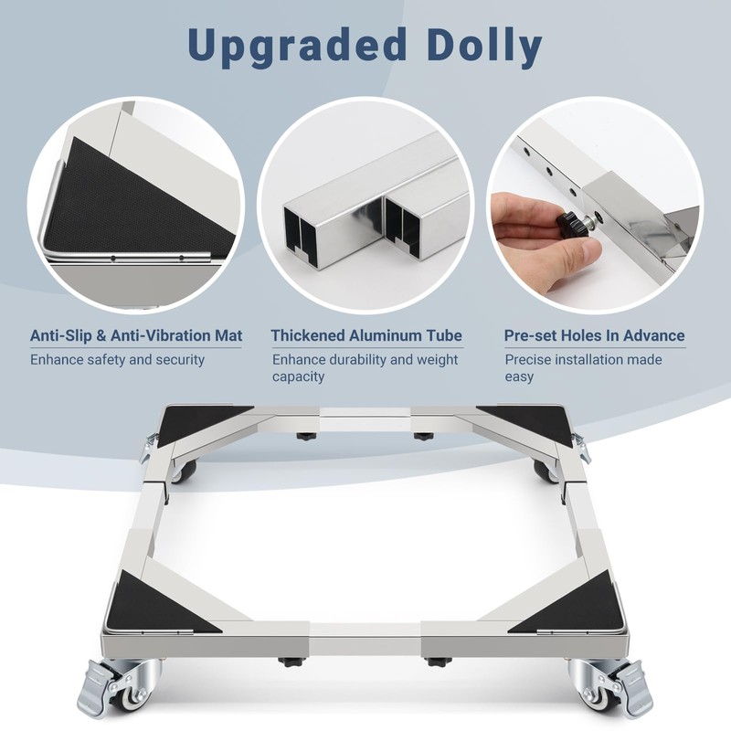 WBD WEIBIDA Upgraded Stainless Steel Washing Machine Dolly Cart, 700lbs