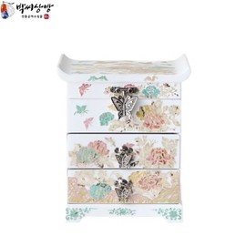 PARKSSI SANGBANG Mother-of-Pearl Jewelry Box – White Drawer with Pastel Peony Blossom 1ea