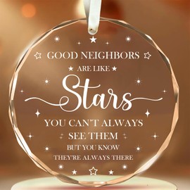 Neighbor Gifts Ornament - Funny Friend BFF Bestie Neighbor Gift, Birthday Gifts for Neighborhood Friends Women, Hanging Decoration for Home Desk Tree Car - Glass Ornament 3"