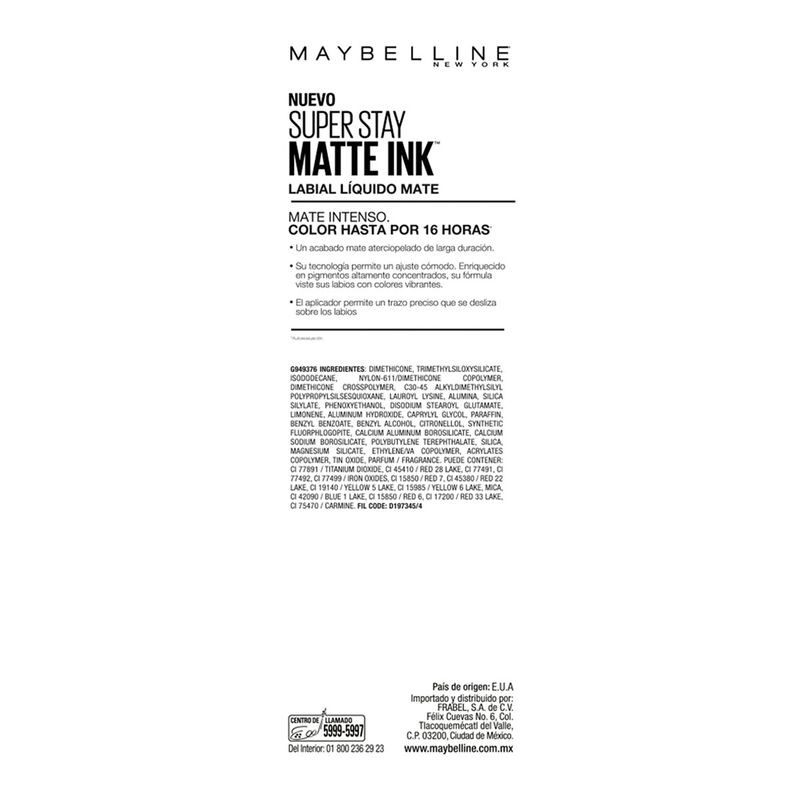 Labial Líquido Maybelline New York Super Stay Matte Ink Ruler