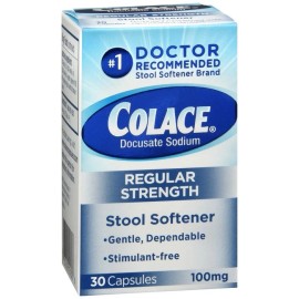 Colace Docusate Sodium 100 mg Regular Strength Stool Softener Capsules 30 EA