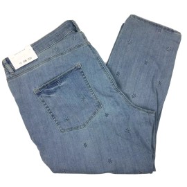 LOFT Plus Size 26 Skinny Jeans Light Wash Embroidered Stretch Ankle Women's