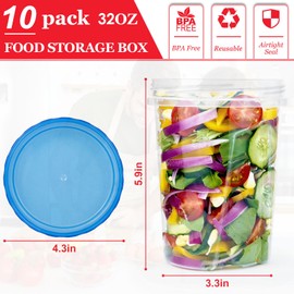 Soup Containers with Lids 32 oz -10 Pack Freezer Storage Containers with Twist Top Lids - Freezer Containers Ideal for Food Storage, Soup, Lunch, Leftovers, Food Containers with Leak-proof/BPA Free