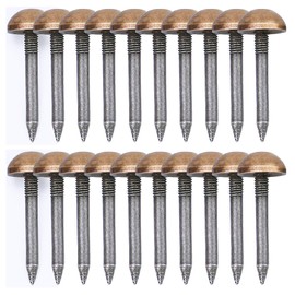 Tiazza 20Pcs Antique Brass Upholstery Tacks Drum Sofa Nails Cabinet Decorative Nail Pin (Bronze, 10mm)