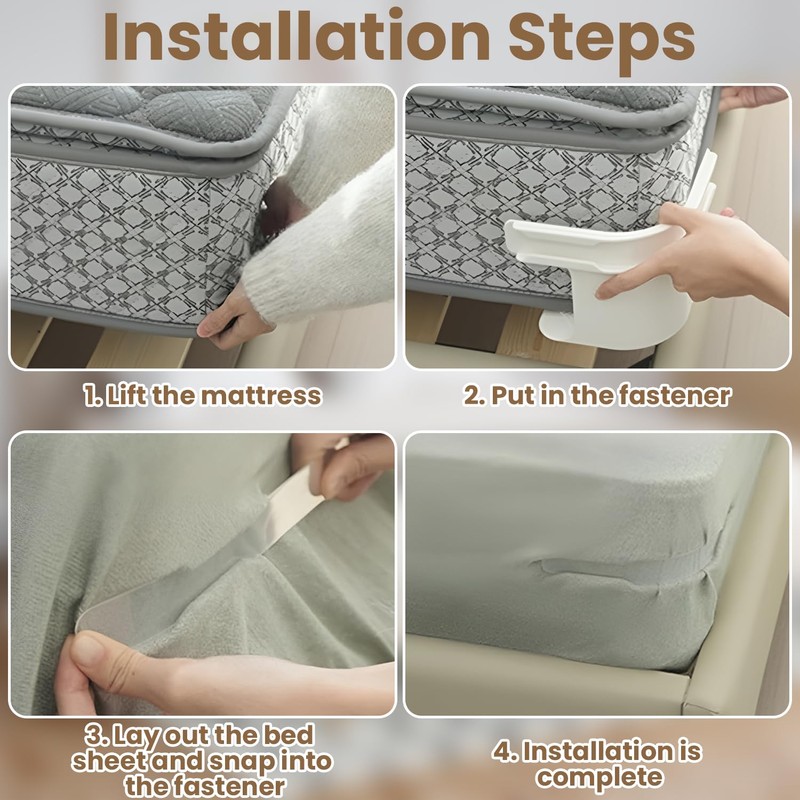 Dandin 4 Pieces Bed Sheet Holder With Lock Strips, Bed