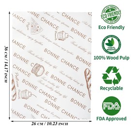 Aieraczy Wax Paper for Food, 100 Sheets Baking Paper, Cheese Paper, Parchment Paper, Greaseproof Paper, Non-Stick Bread Paper for Butter Burgers, Pizza, Sandwiches, Meat