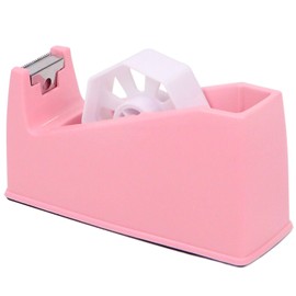 QILIMA Desktop Tape Dispenser with Weighted Non-Slip Macaron Pink (Fits 1" and 3" Core)