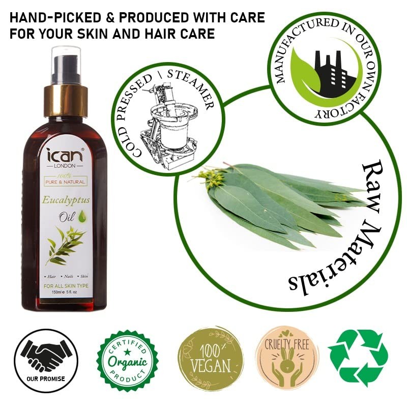 ICAN LONDON 100% Pure and Natural Eucalyptus Oil for Hair,
