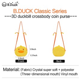 B.DUCK Plush Purse Crossbody Bags Kawaii Handbag with Zipper Cute Duck Shoulder Bag Coin Wallet Toy Purse for Gifts (3D Duckbill)