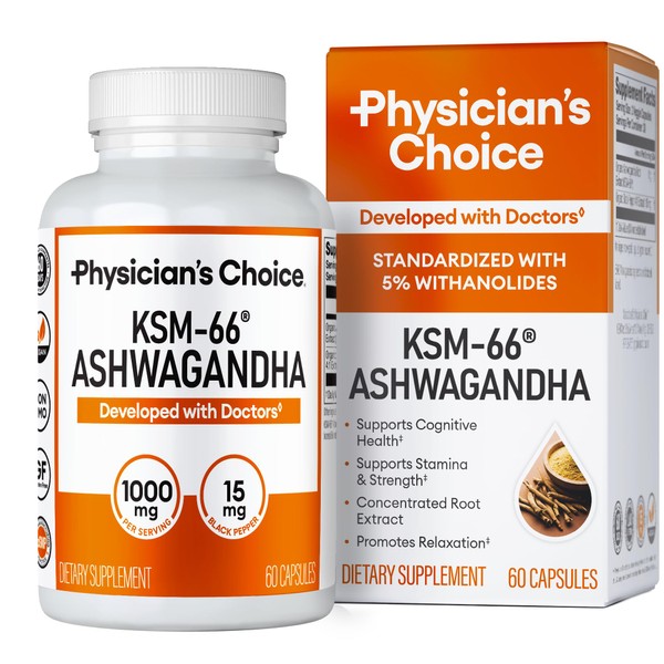 Physician's CHOICE KSM-66 Ashwagandha Root Powder Extract - Stress, Mood,