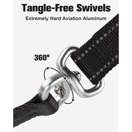 Aiyuda Tangle-Free Slip Lead for Dogs with Padded Traffic Handle, Reflective Training Leash, 6ft Dog Leads for Walking, Double Handle Leash for Puppy, Small, Medium Dogs Under 40 LBS, Black/Hot Pink