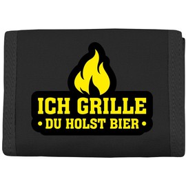 Spaß Kostet Purse with Patch "Ich Grille du Holst Bier" [German, black, Art Deco