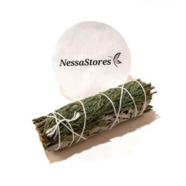NessaStores 3 pcs California White Sage & Cedar Smudge Sticks, 4-Inch Hand Tied, All Natural, Ethically Sourced for Negative Energy Removal Home Cleansing, & Attracting Positivity JC-