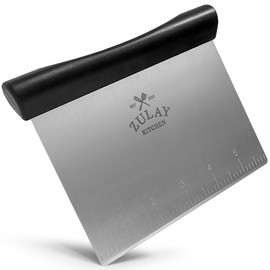 Zulay Premium Multi-purpose Stainless Steel Bench Scraper & Chopper, Easy to Read Etched Markings for Perfect Cuts, Quick & Easy Multi-use Dough Scraper, Dough Cutter & Pastry Scraper (Black)