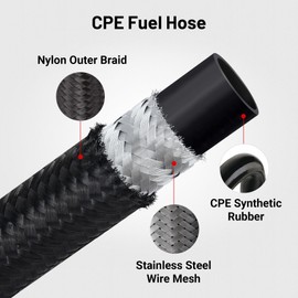 EVIL ENERGY 6AN Fuel Line, AN6 Braided Fuel Hose Nylon CPE 12FT Black