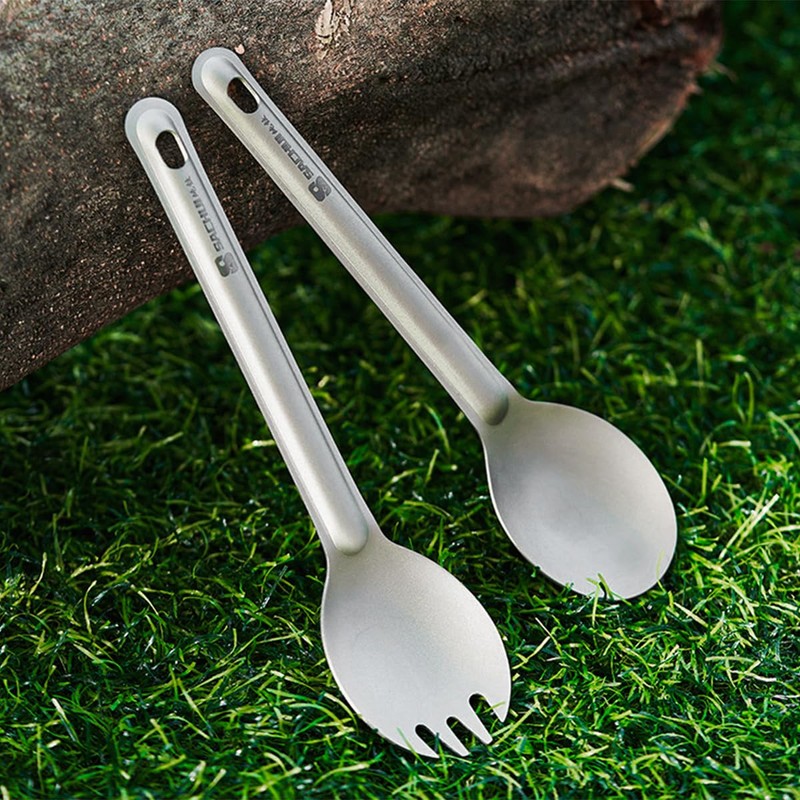 CENPEK 2 Pcs Outdoor Titanium Long Handle Spork Spoon Eco-Friendly