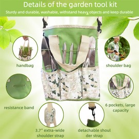 Stainless Steel Garden Tools Set with Wooden Handle & Pruning Shears, Lightweight Portable Gardening Kit - Easy Storage Ideal Gift for Women Gardeners (Set 2, 11)