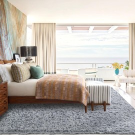 BALAPET Modern Plush Area Rug 10x14, Ultra Soft Large Faux Fur Area Rug for Bedroom Living Room, Non-Skid Indoor Carpet for Kids Playroom Home Decor，Light Grey