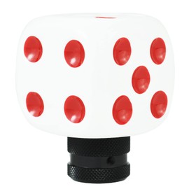 Arenbel Dice Style Gear Lever Stick Shifter Knob Car Shift Head Grip Speed Handle Replacement Fit Regular Manual Auto Transmissions, White Red