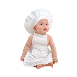 Zeroest - Disfraz de chef para bebé, accesorios de fotografía, divertidos delantales, para sesión de fotos, sombrero de bebé, disfraz de criada, Blanco (para niñas), 7-20 months
