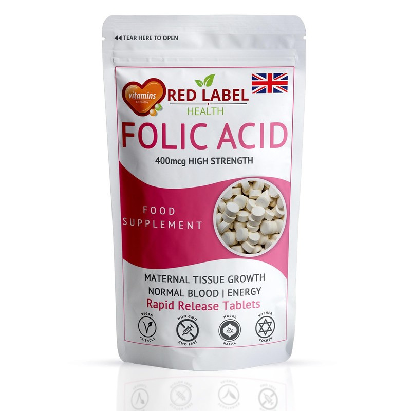 Folic Acid Tablets 400 mcg - 100 Vegan Vitamin B9