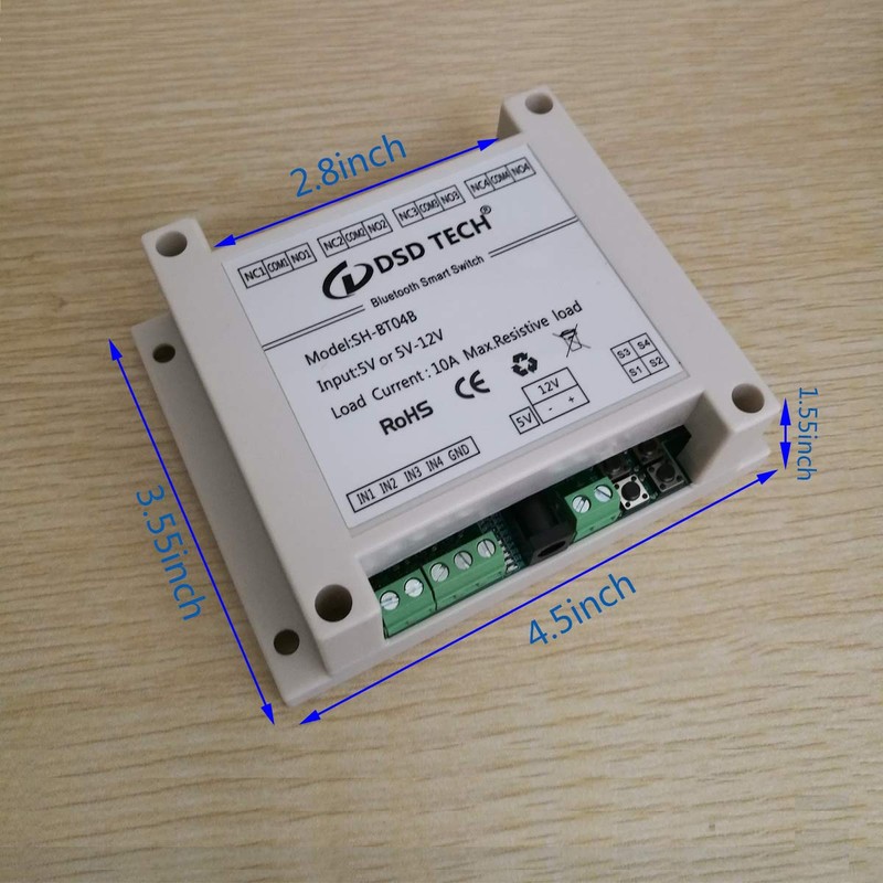 DSD TECH SH-BT04B 4 Channel Bluetooth Relay V2 Support Timer